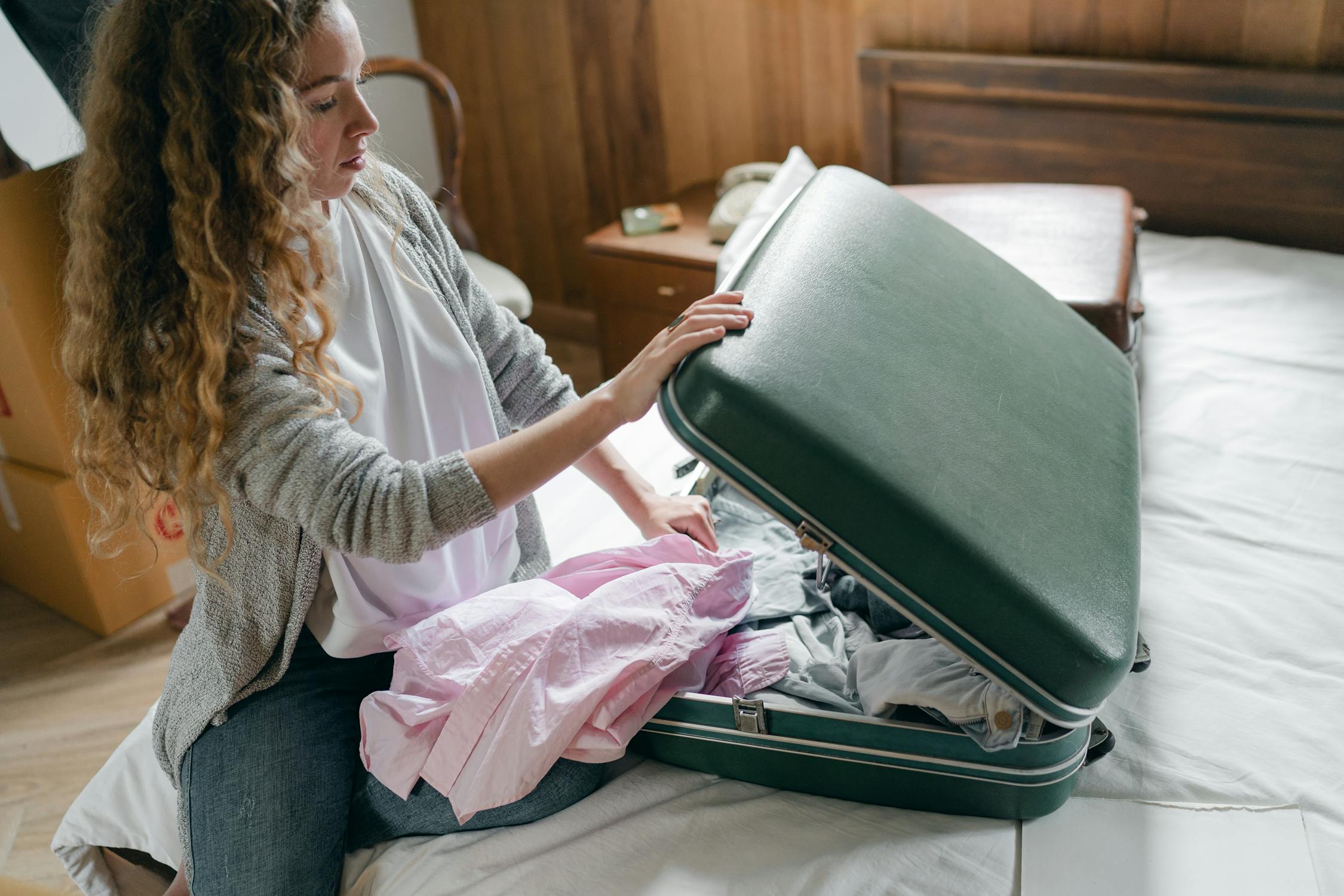 woman packing